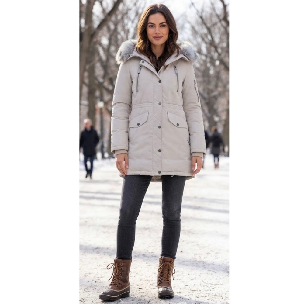 BCBGMaxAzria Pearl Puffer Parka Warm Snorkel Size XL